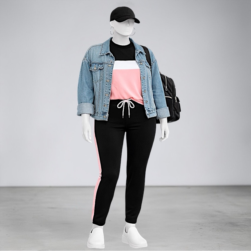 Colorblock Pink, White & Black Long Sleeve Top and Jogger Set - Picture 3 of 13
